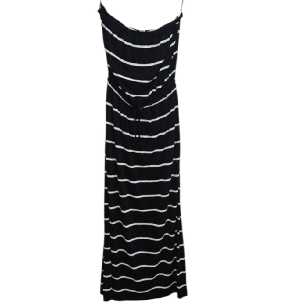 NWT! J Crew Tube Top Maxi Dress Stripe Black White Women's XS Extra Small NEW